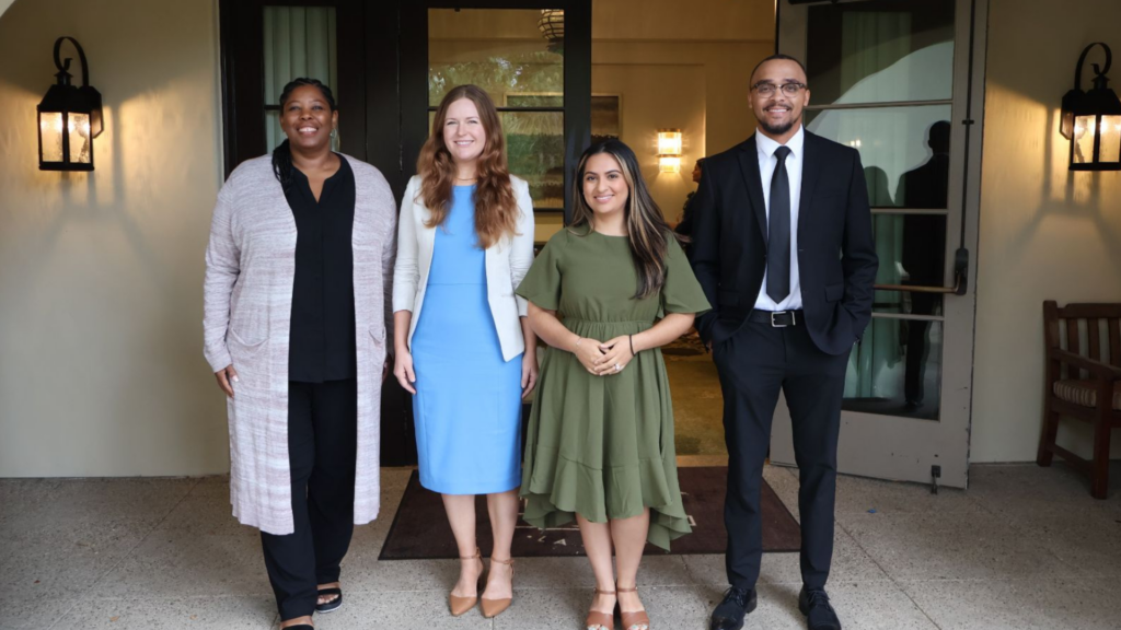 Pictured from the left, Heluna Health Outstanding Achievement Award winners Rochelle McLaurin and Kelly Van Hill Bennett, with Carol Barrera and Aaric Haley of the ELC team.