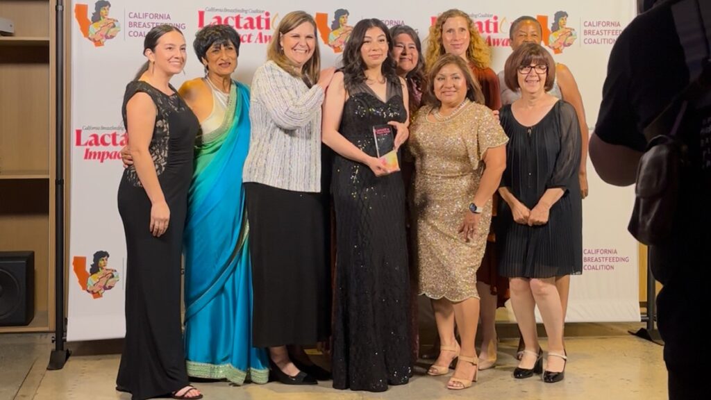 PHFE WIC and Heluna Health staff members pose at the California Breastfeeding Coalition’s Lactation Impact Awards gala on June 28. Pictured, from left to right: Susan Leal Herrera, Kiran Saluja, Cindy Clapp, Teresa Vera, Kimberly Morones, Isabel Rodriguez (front), Danielle Arce (back), Naira Gavurmadzhyan (front), Wanda Kenlow (back).